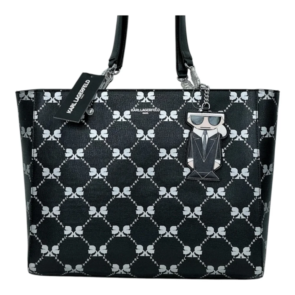 🖤▪️ Karl Lagerfeld▪️ Paris Adele Tote Carryall Bag Signature Print  Black